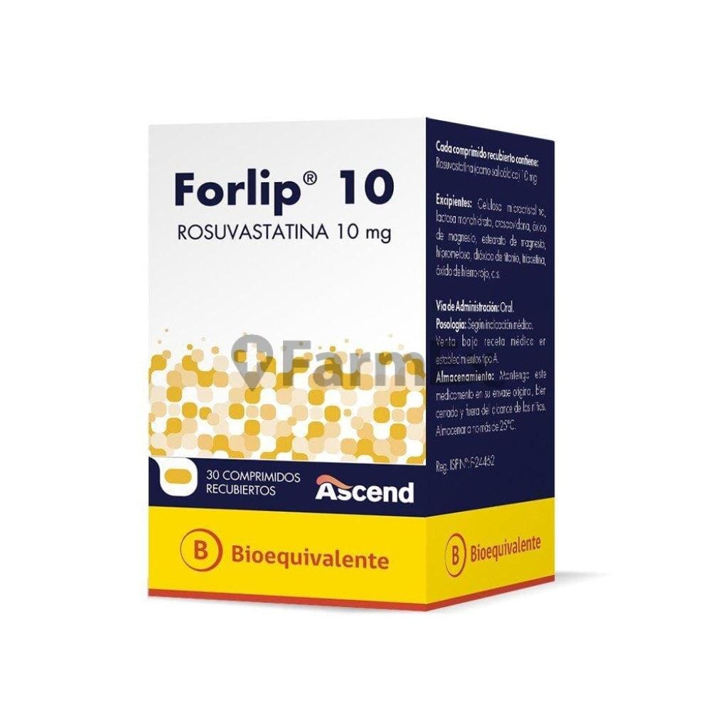 Forlip 10 mg (Rosuvastatina) x 30 comprimidos Farmex-MiaHealth-Persistente
